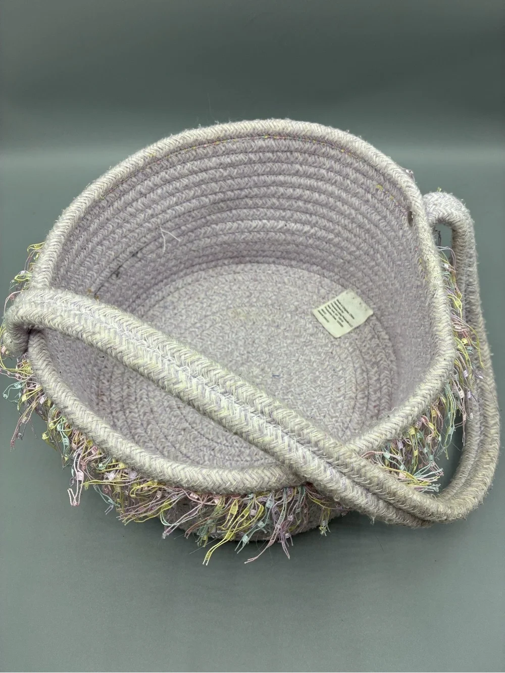 3/$10 Lavender Woven Rope Basket with Fringe Handle